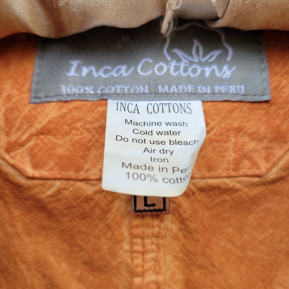 Inca Cottons Peruvian Embroidered Cotton Blouse L Boho Western Cottagecore - Picture 11 of 11